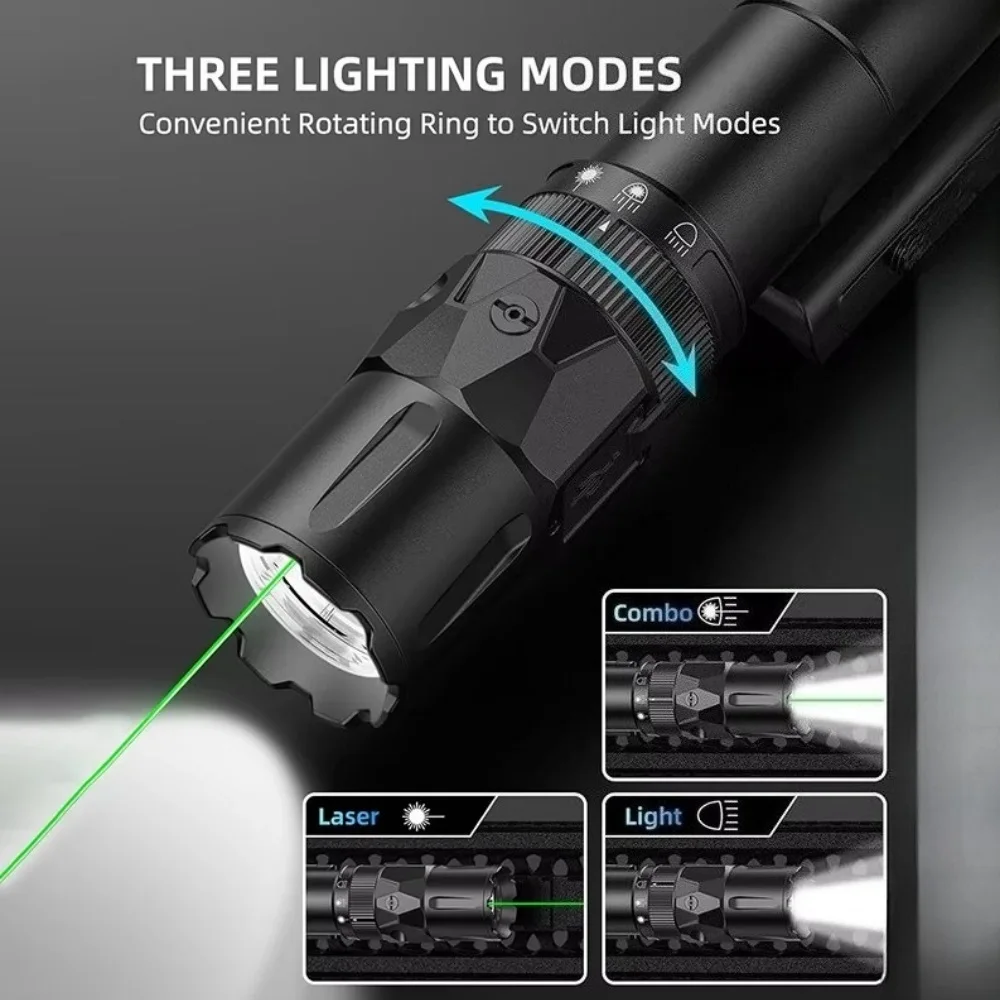 Richfire 2500LM Tactical Flashlight Magnetic Rechargeable White Laser Combo 250M Hunting Light 21700 Battery Picatinny Rail view 5