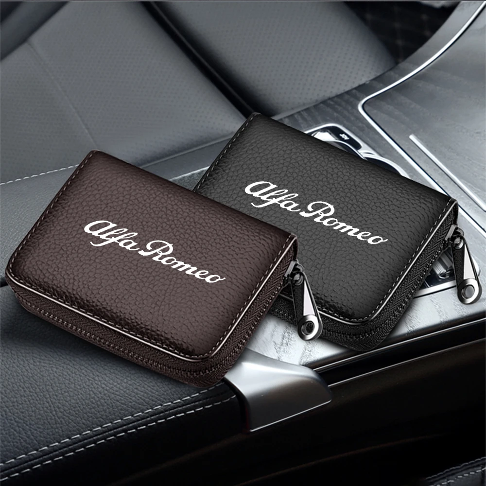 Business Card Holder Wallet Women Men Bank ID Credit Card Holder Protects Card Bag for Alfa Romeo 159 147 Stelvio Accessories