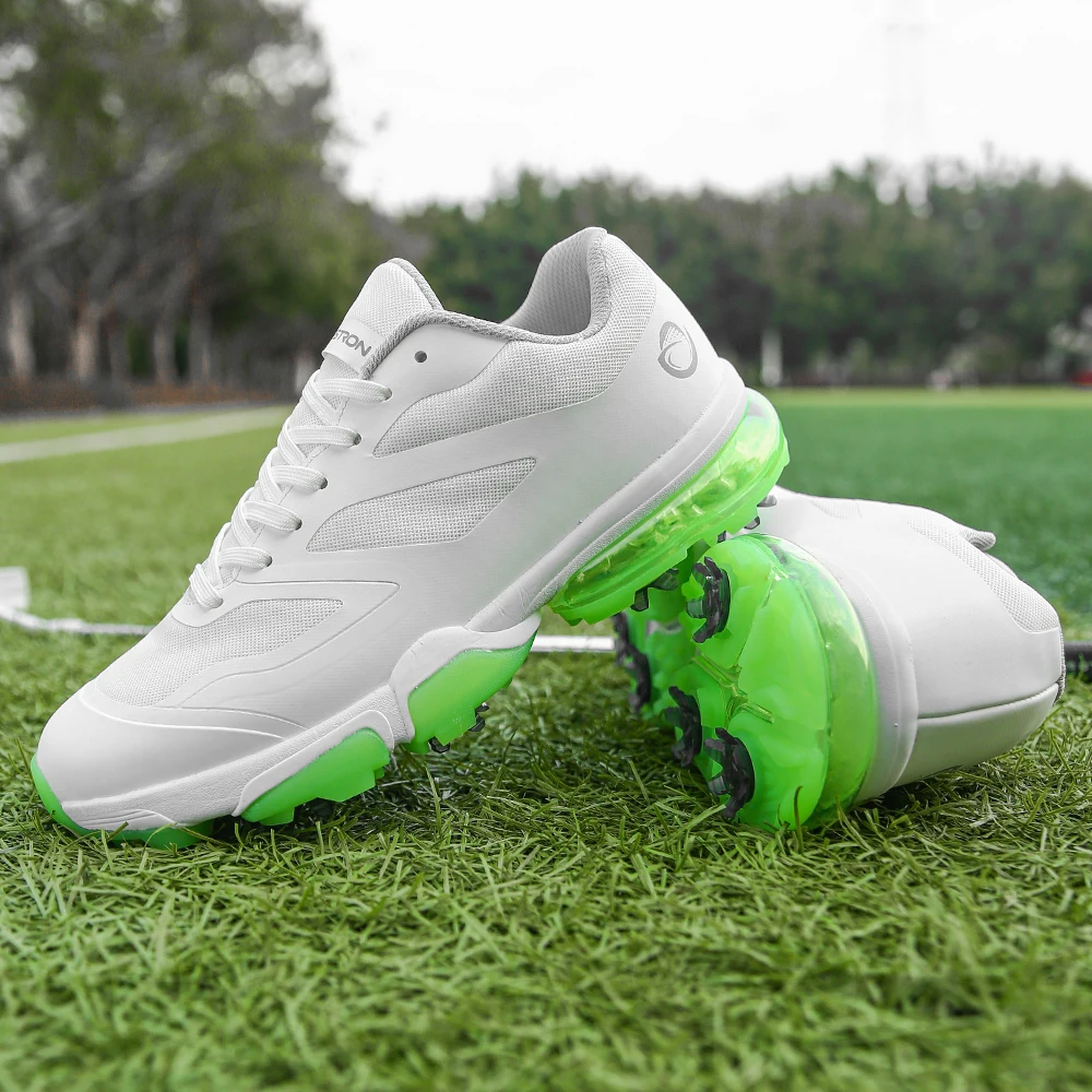 Professional Male Golfer Sport Shoes Plus Size 39-48 Youth Athletic Golf Training Sneakers Spikes White Green Golfing Shoes