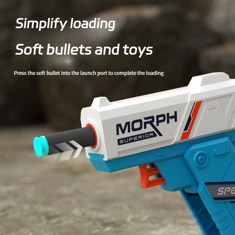 Mini Soft Bullet Toy Gun Foldable Spinner Revolver Stress Relief Outdoor Shooting Game Gift for Kids Adults Play