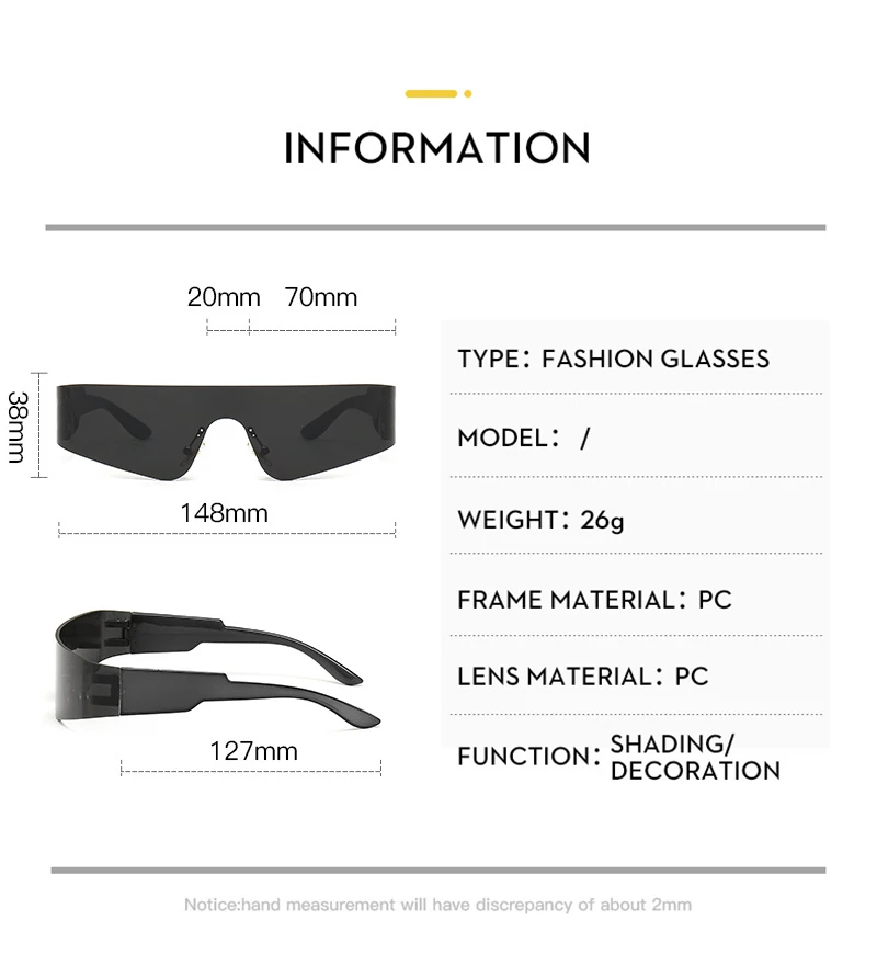 Neue Trends Y2K Sonnenbrille Frauen Männer Mode Punk Rahmenlose Sonnenbrille Marke Designer Einteilige Linsen Sport Goggle UV400 – Detail 4