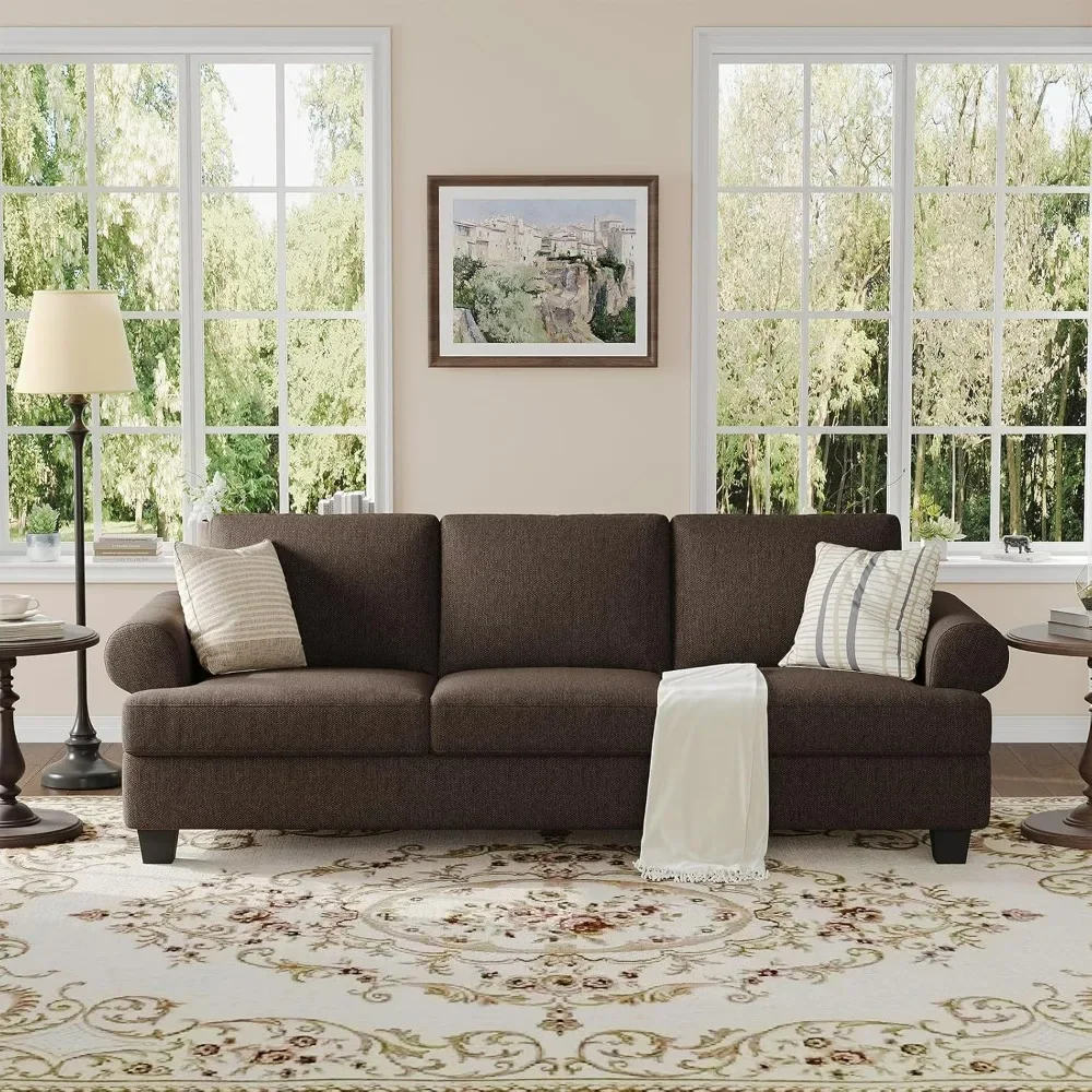 

91 Inch Lawson Sofa with Extra Deep Seats Oversize, Mid-Century 3-Seat Sofa Couch, for Living Room, Apartment, Lounge, Brown