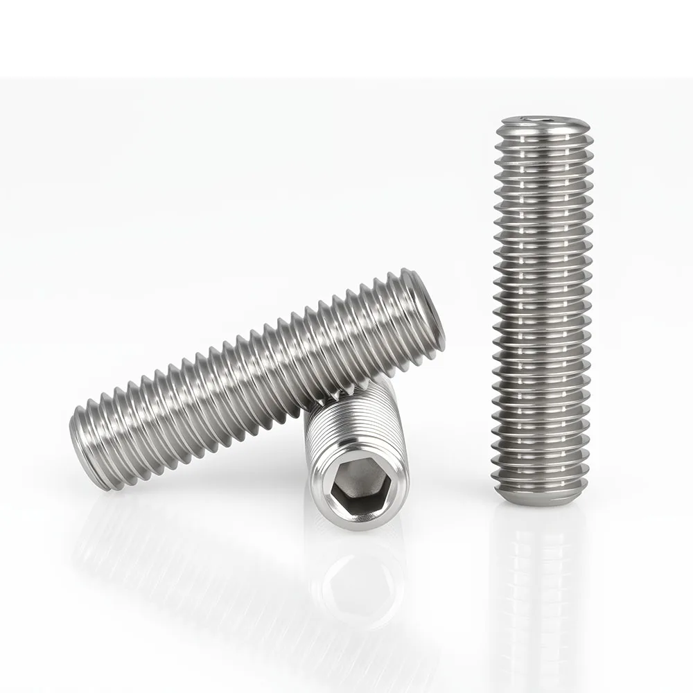 DIN916 304 Stainless Steel Hex Socket Set Screws Grub Screw Bolt M1.6 M2 M2.5 M3 M4 M5 M6 M8 M10 Headless Cup Point Set Screw