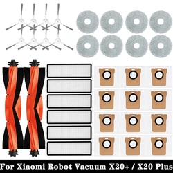 For Xiaomi Robot Vacuum X20 + / X20 Plus Parts Accessories Main Side Brush Hepa Filter Mop Cloth Dust Bag Replacement