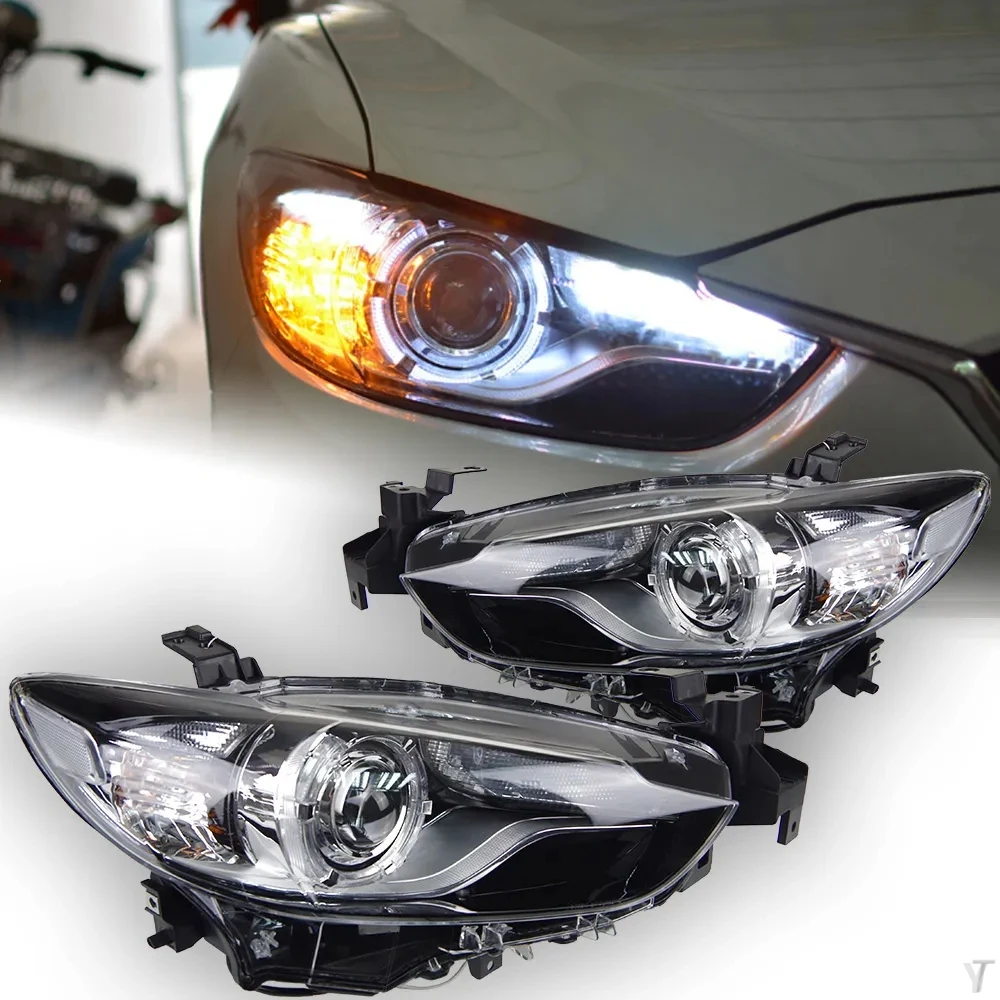 Car Front Headlights for Mazda 6 Headlights 2013-2016 Mazda6 Atenza LED Bulb DRL Hid Head Lamp Bi Xenon Porjector Accessories