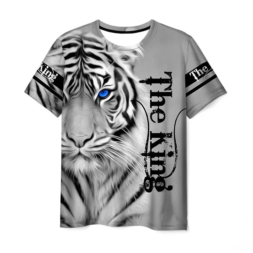 

New Summer Tiger Tattoo Print Men's T-shirts 3D Personality Short Sleeve Tees Hip Hop Trendy Kid Sports Top Oversized Streetwear