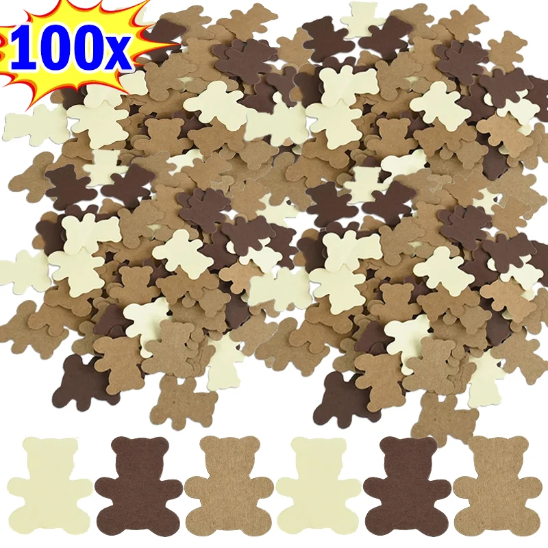 

100Pcs Teddy Bear Paper Colorful Paper Scrap Toys Baby Bathing Girls Boys Children Bear Theme Birthday Party Decoration Props