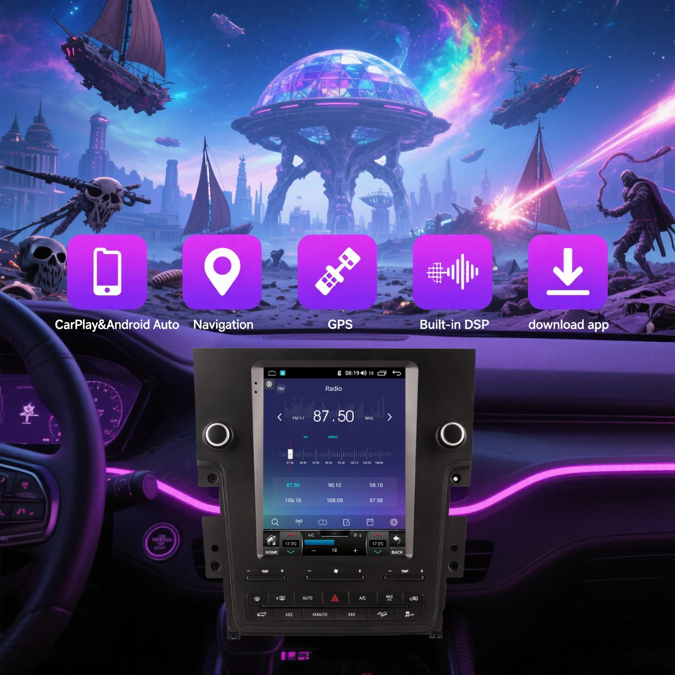 9,1 "Android 14 Radio de pantalla para Lincoln Navigator 2014 2015 2016 Radio de coche reproductor Multimedia navegación GPS Carplay Auto