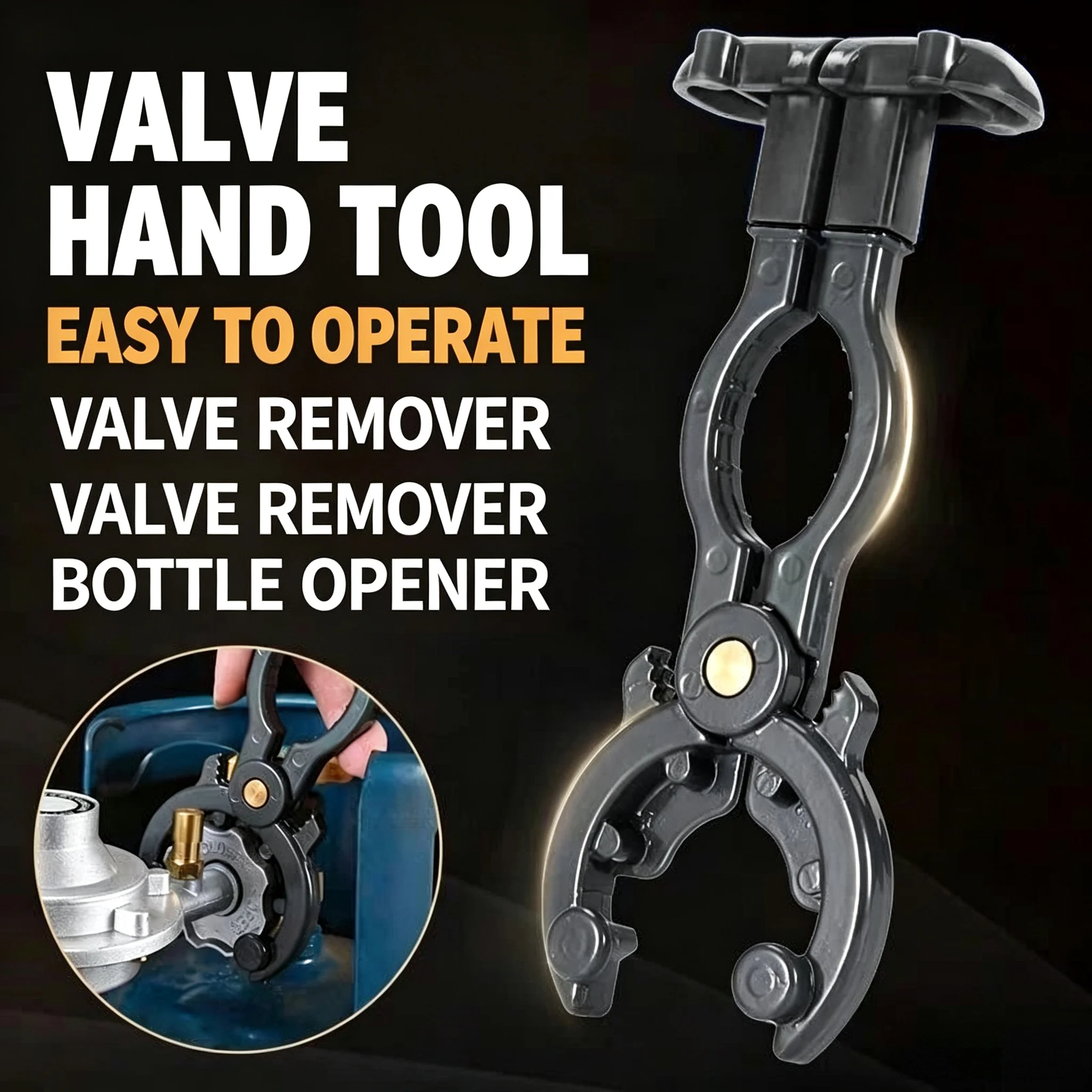 Multi-functional Cylinder Valve Wrench, Non-slip Gear Spanner, Bottle And Can Opener, Durable ABS Tool for Home and Outdoor Camp