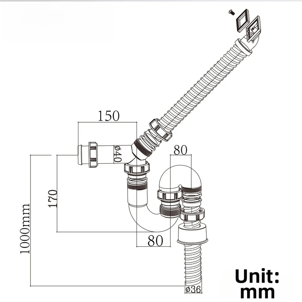 U-shaped Washbasin Water Pipe Sink Sewer Drainage Retractable Shaped Suitable For Kitchen And Bathroom