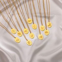 Stainless Steel Star Zodiac Sign Necklace For Women 12 Constellation Choker Pendant Aries Libra Leo Collier Birthday Jewelry Gif