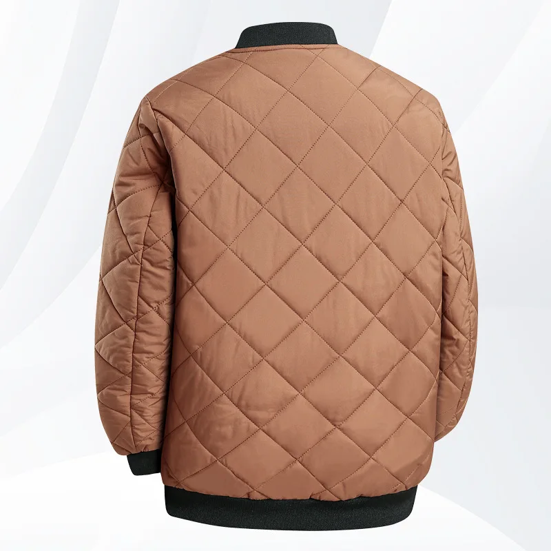 Men's Winter Cotton-Padded Jacket Casual Fleece Warm Baseball Style Plus-Size Top for Autumn And Winter