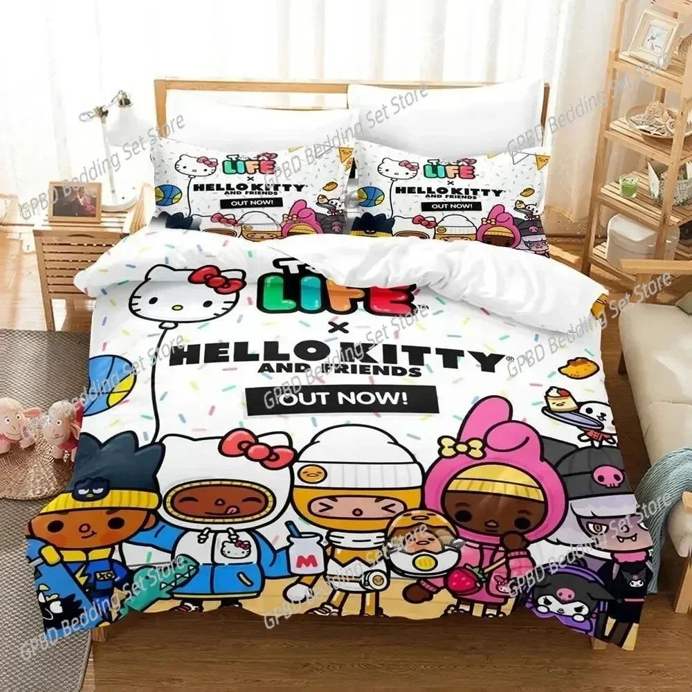 

Cartoon Toca Life World Comfortable Duvet Quilt Cover Pillowcase Bedding Set Children Bedroom Decoration Home Textile