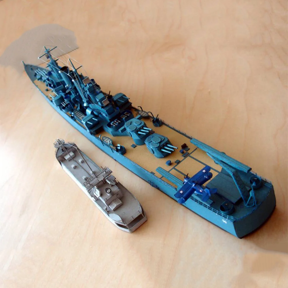 Paper Model 1:400 Light Cruiser USS Helena &Y-75 oil Tanker Cruiser Model Assembled Jigsaw Puzzle Model Toy