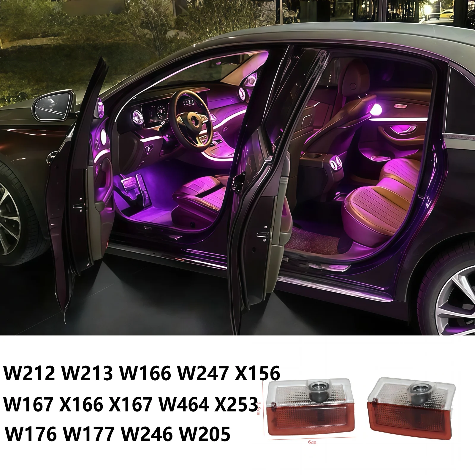 Image of 2x Für Mercedes Benz E GLC A GLB E GLB GLA GLE C Klasse Led Auto Tür Projektor Licht X166 W177 w205 W212 W213 X253 X156 W166 X247