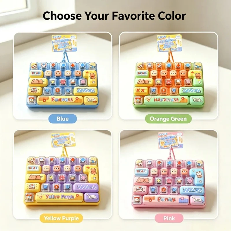 26 Keys Mini Keyboard Fidget Keychain Candy Color Cute Keycap Clicker Stress Relief Bag Pendant Toy Party Favors Gift