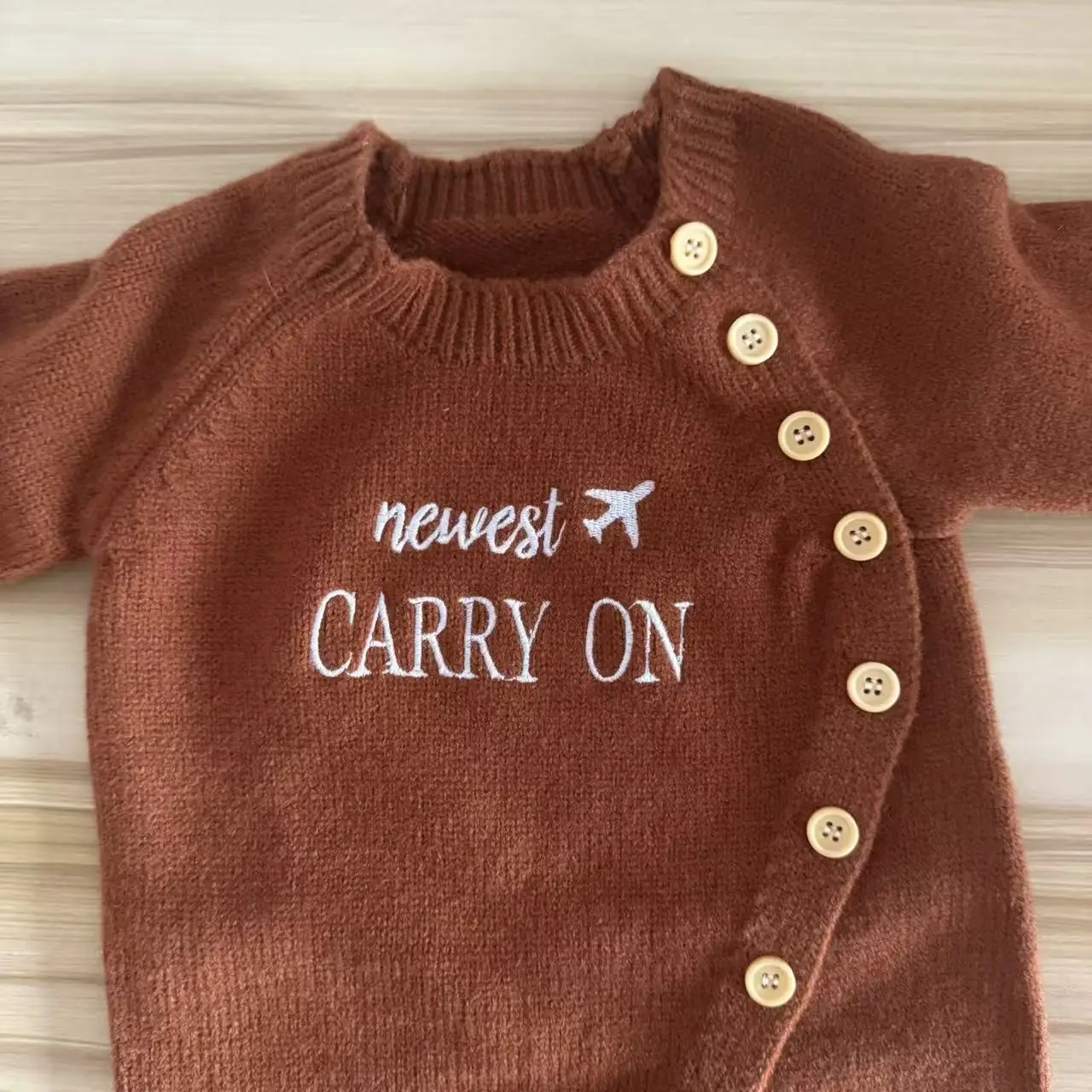 Custom Embroidered Name Newborn Baby knitted Jumpsuit Personalized Boy Girls Birth Gift Sweater Cute Crawling Suit Set with Name