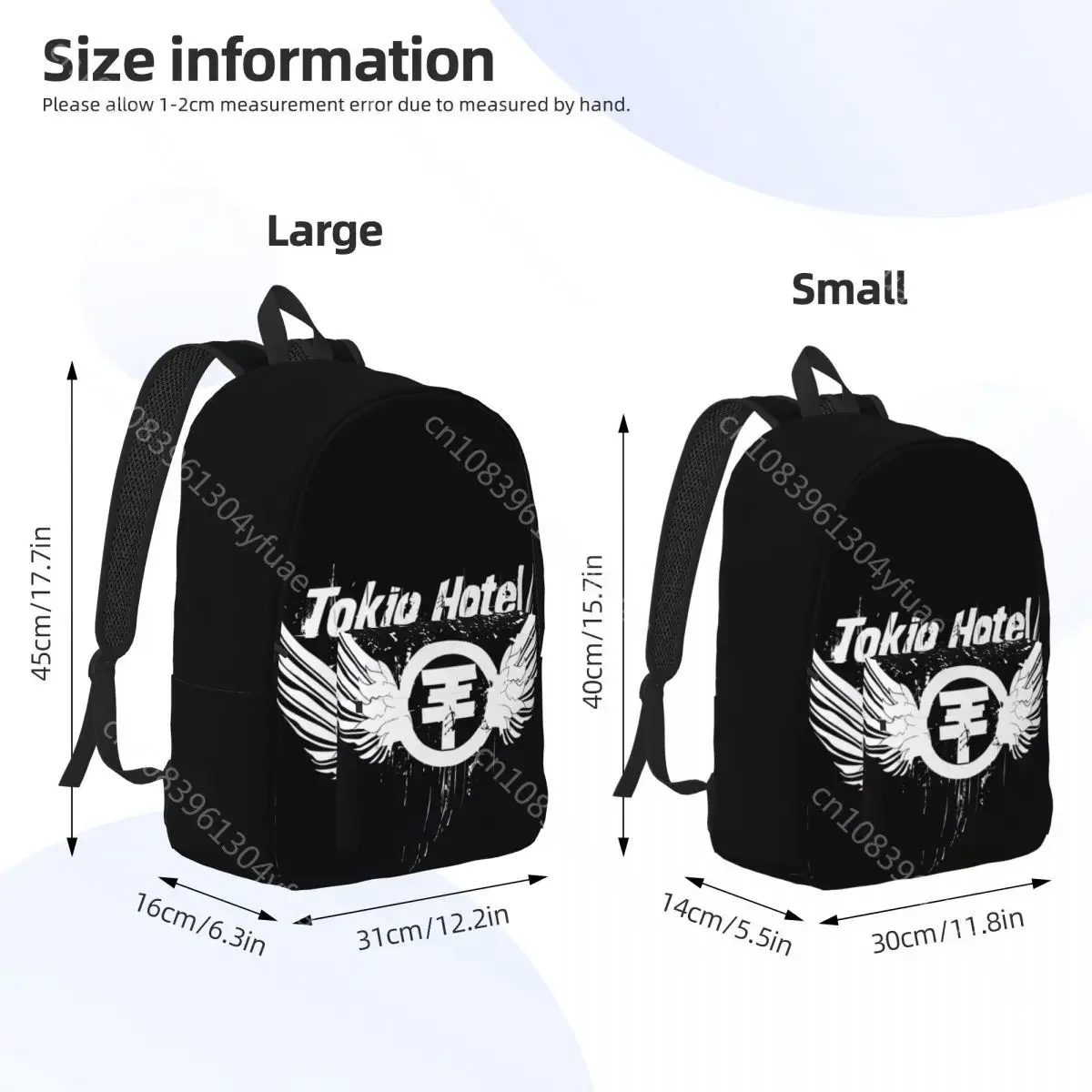 Tokio Hotel Backpack Unisex Singer Music Rock Soft Backpacks Polyester Pretty High School Bags Hiking High Quality Rucksack