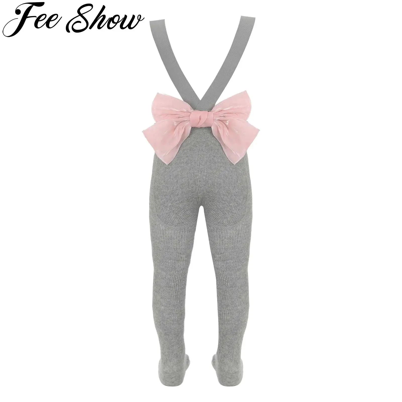 Baby Girls Boys Rib Knitted Suspender Pantyhose Elastic Straps Bow Knot High Waist Leggings Tights Socks Infant Casual Clothes