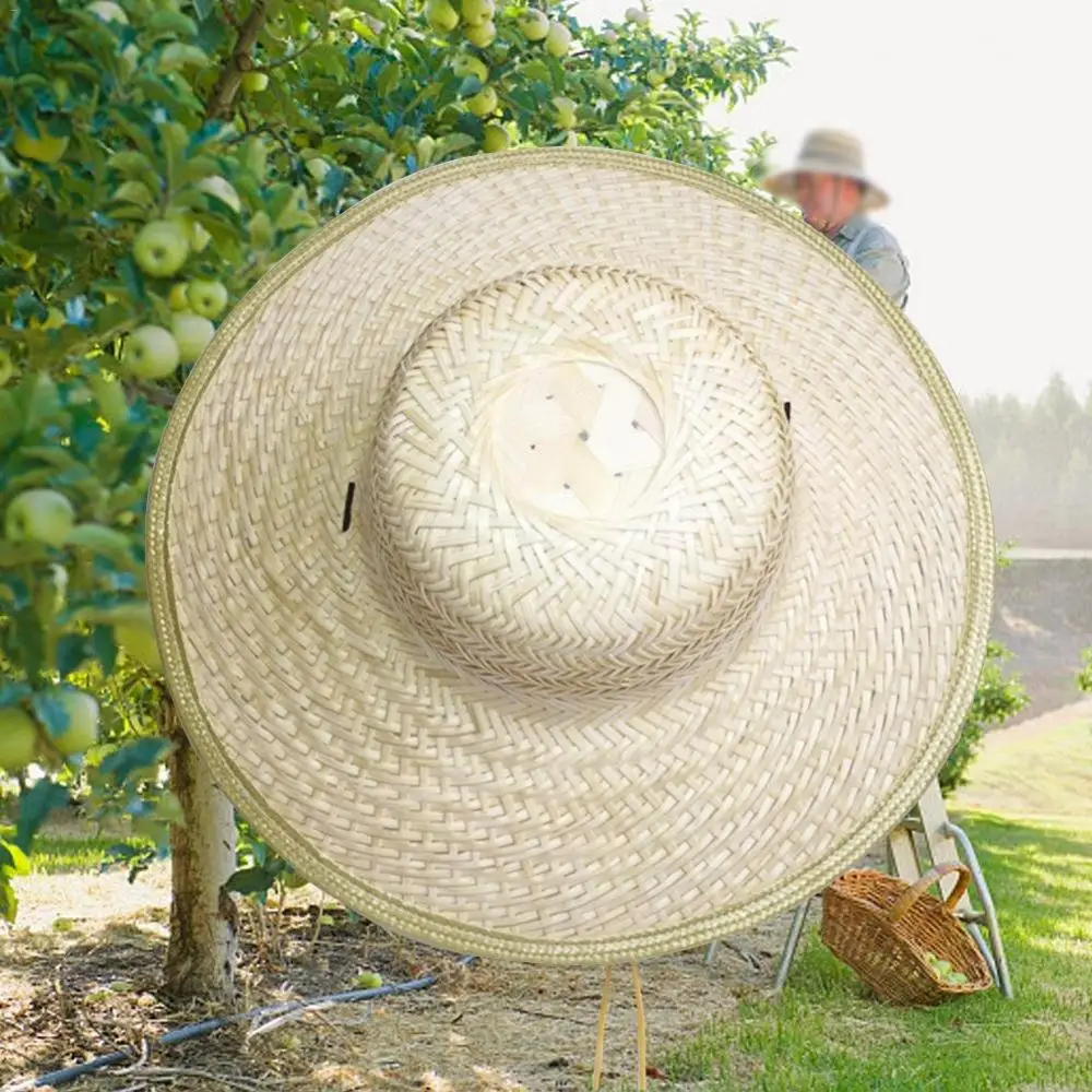 Men Women Bamboo Weave Summer Outdoor Sun Wide Brim Straw Hat Male Outdoor Fishing Beach Caps Sunscreen Panama Hats