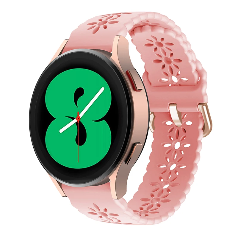 삼성 갤럭시 워치 4 클래식 시계 밴드용 20mm 22mm 스트랩, 크리에이티브 매화 붐 스타일 실리콘 팔찌 교체 액세서리