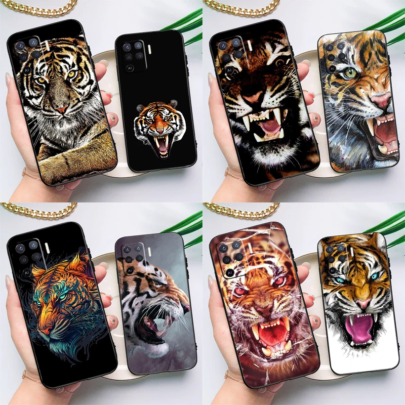 Ferocious Tiger Animal Case For OPPO A74 A93 A83 A91 A53S A9 A5 A31 A53 2020 A15 A16 A1K A52 A72 A94 A54 Cover