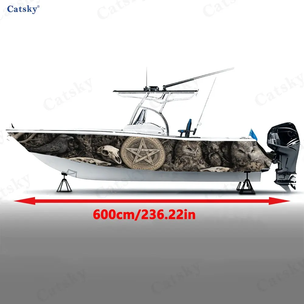 2Pcs Wasteland Star Wheel Boat Stickers, PVC Waterproof Durable Vinyl Wrap Decals for Fishing Boats, Durable and Stylish Design