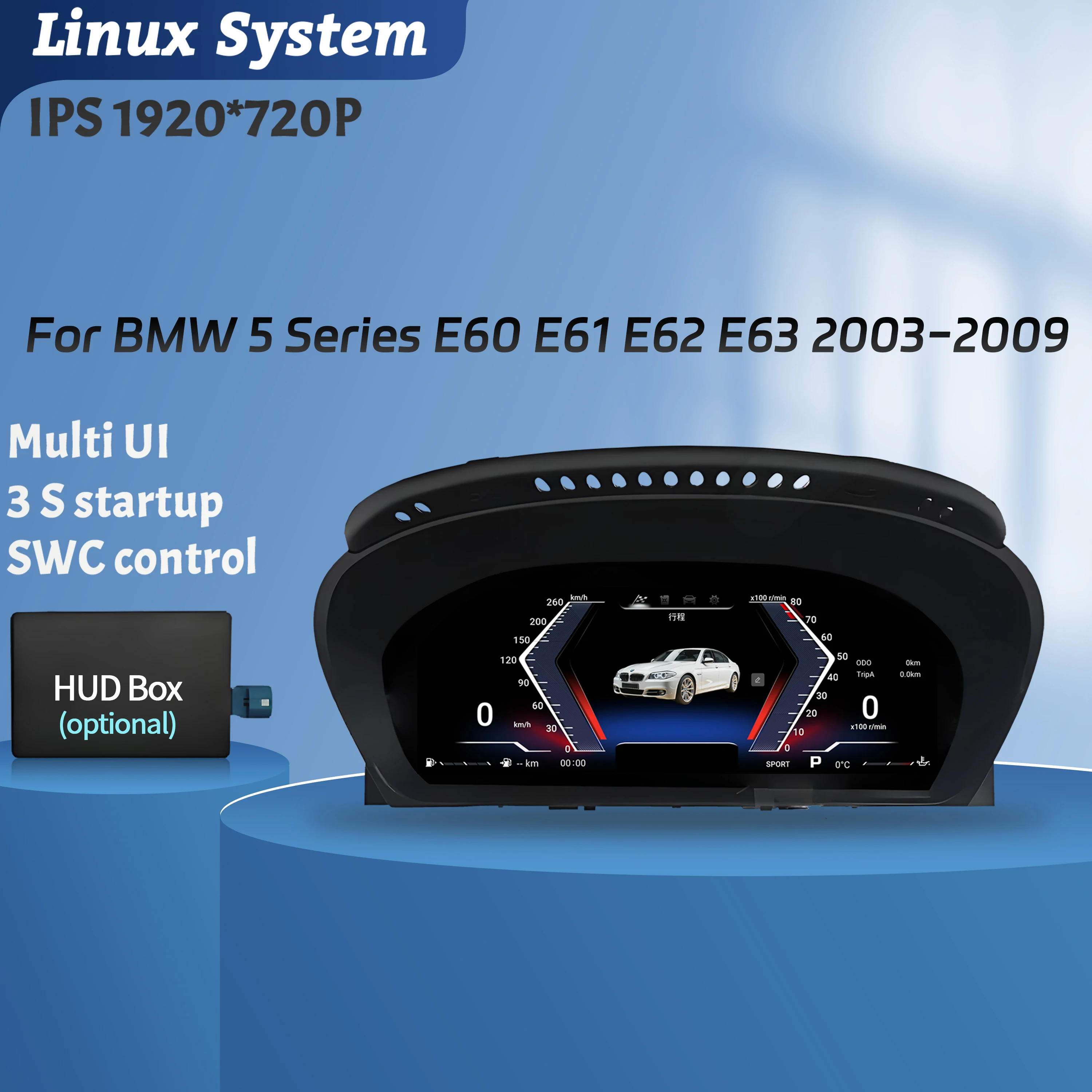 

12.3“ Car LCD Dashboard Instrumen Digital Instrument Cluster Dashboard Screen For BMW 5 Series E60 E61 E62 E63 2003-2009