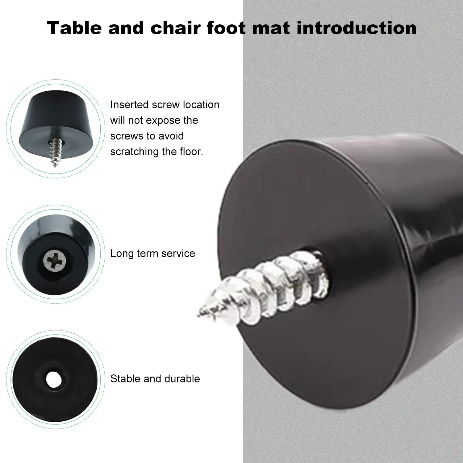 Rubber Furniture Feet Pads with Screws, Anti-Slip Floor Protection for Chairs Tables Cupboards, 23x16mm Universal Furniture Feet image 5