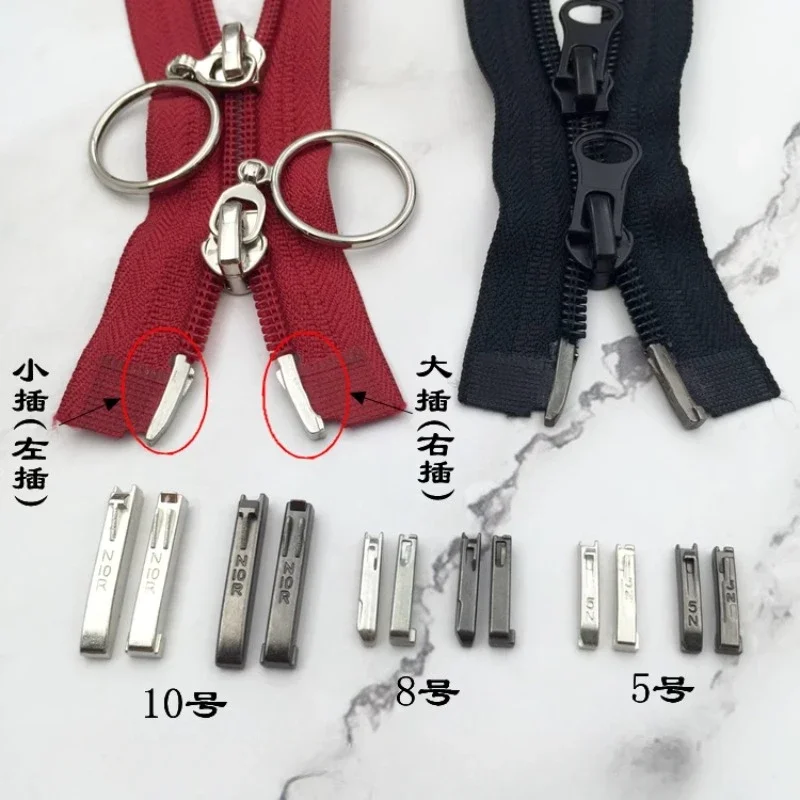 50sets/Lot Nylon Coil Zipper Accessories Parts 5# 8# Double Open Pin Left and Right Insert Tailor Sewing Supply Repair Kit