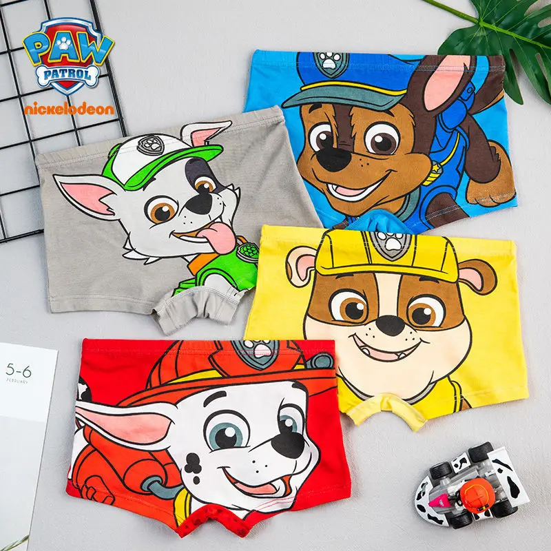 4PCS/SET Genuine Paw Patrol Boys Undepants Cotton Breathable Underwear 3-7-9-10-year-old kids Four Corner briefs Children Gift