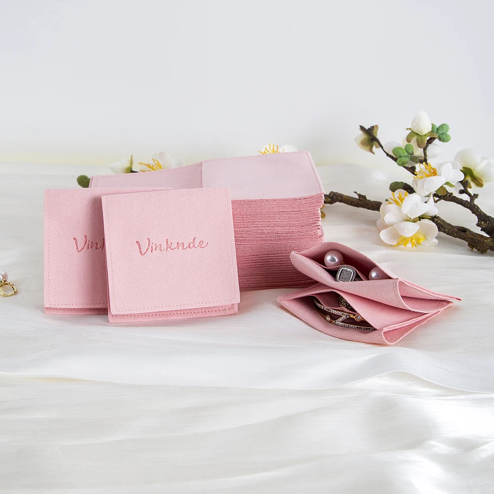 

Печать на заказ, небольшие ювелирные изделия, бархатный конверт, серьги, кольца, сумка для хранения, розовая сумка из микрофибры с клапаном для ювелирных изделий, ожерелье, оптом