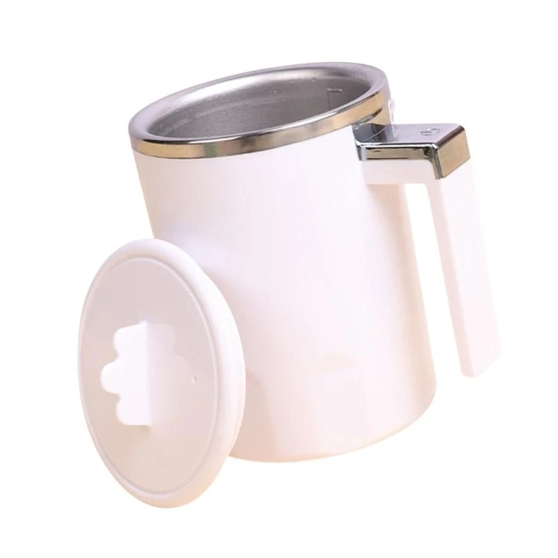 뚜껑이있는 350ml 교반 머그잔 휴대용 회전 컵 자동 교반 자성 머그 전기 교반 컵 쉬운 청소