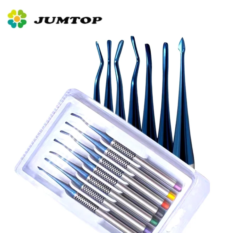 

JUMTOP 7Pcs Dental Implant Luxating Root Elevator Knife Titanium Alloy Extraction Minimally Invasive Tooth Extractor