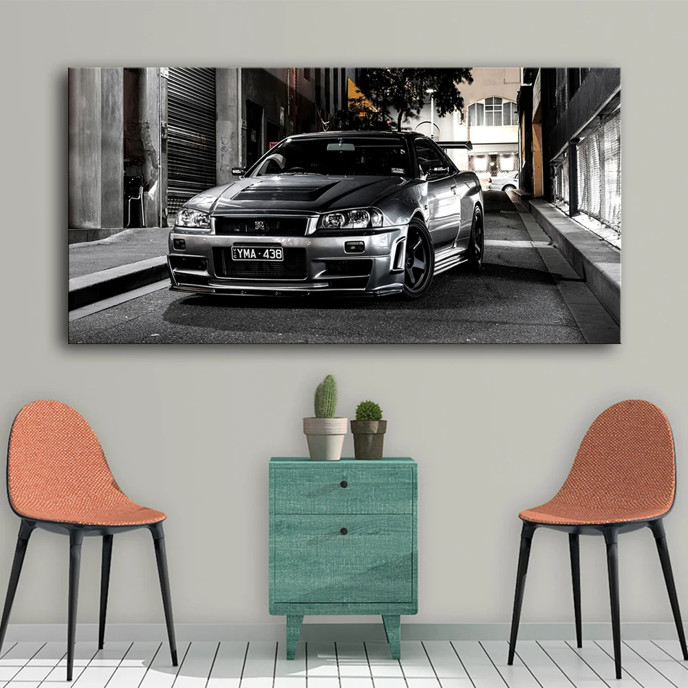 Nissan Skyline GTR Sports Car Mural Posters on the Wall Art Print Pictures Canvas Paintings for Living Room Bedroom Home Decor