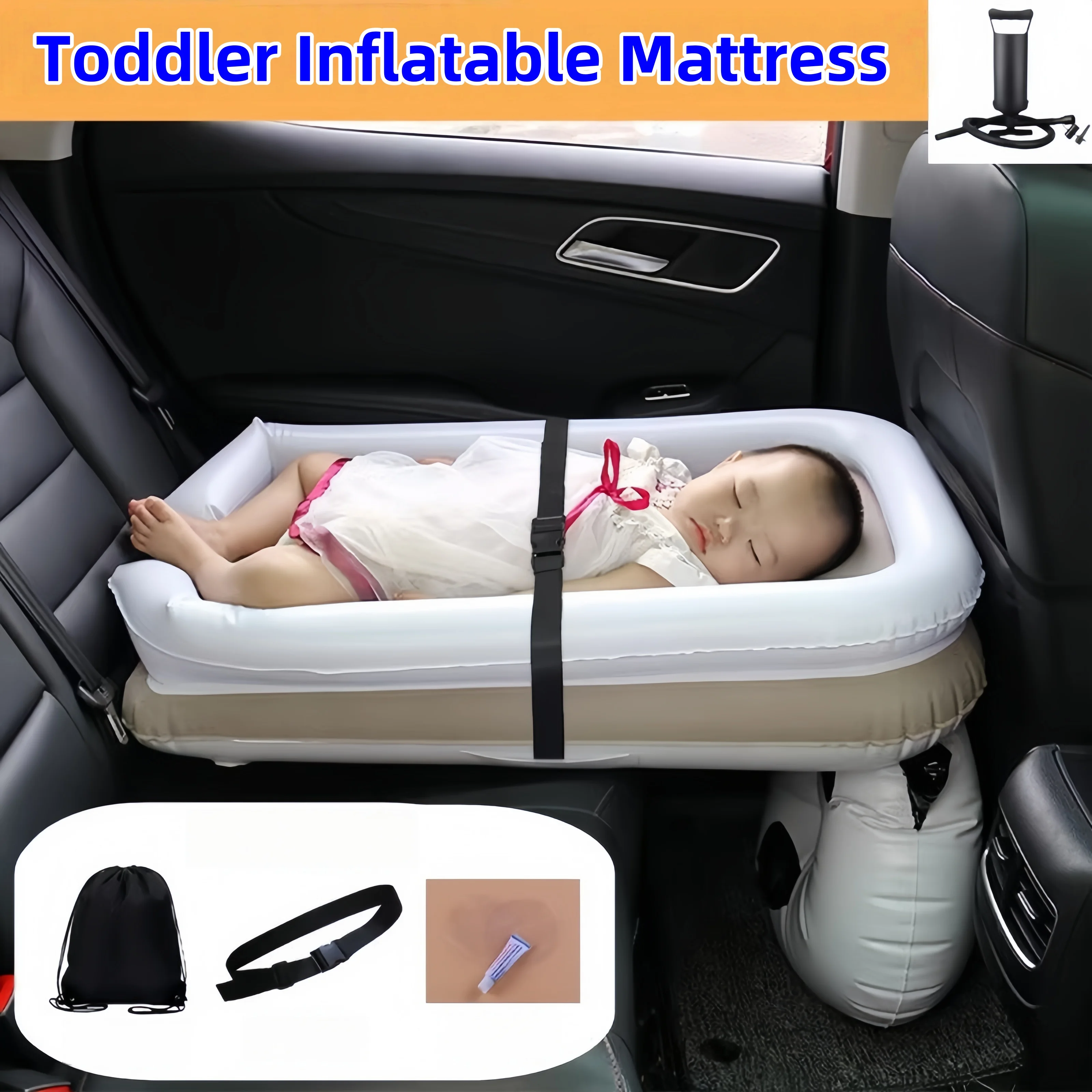 

Portable Toddler Inflatable Mattress Car Inflatable Mattres For Baby Kids Travel Mattres Folding Sleeing Bed Airplane High Speed