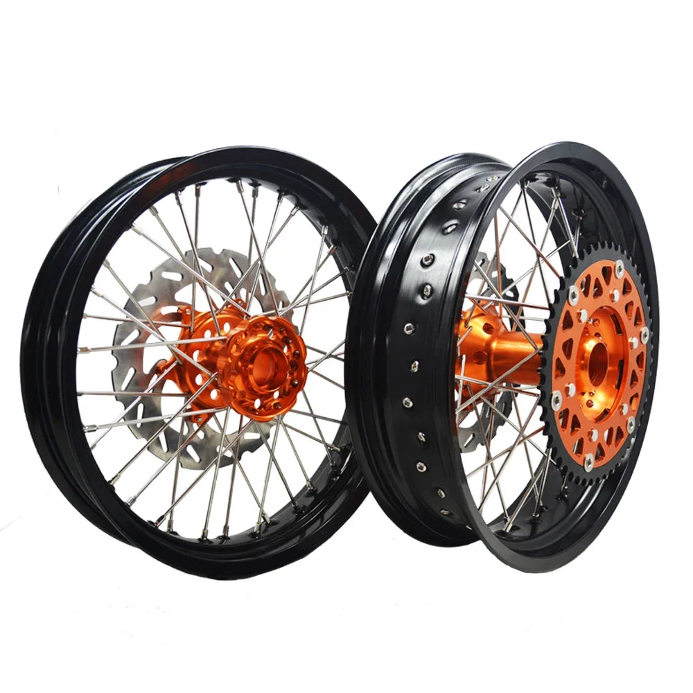 Super Motard Wheels Front 3.5x17 Rear 4.5x17 Motorcycle Wheels Rims Set