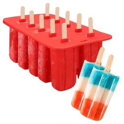UPORS Food Grade Popsicle Silicone Molds 4/10 Cavity Homemade Kitchen Silicone Popsicle Mold BPA Free Frozen Ice Pop Cream Maker