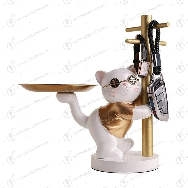 

Lucky cat entrance key storage ornament home living room modern light luxury wine cabinet decoration housewarming new home