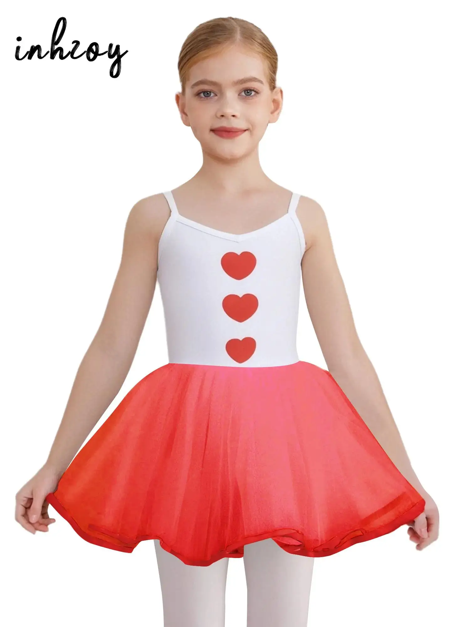 

Костюм Купидона на Хэллоуин для девочек, купальник на бретельках с принтом сердца, юбка-пачка, лирическое танцевальное платье