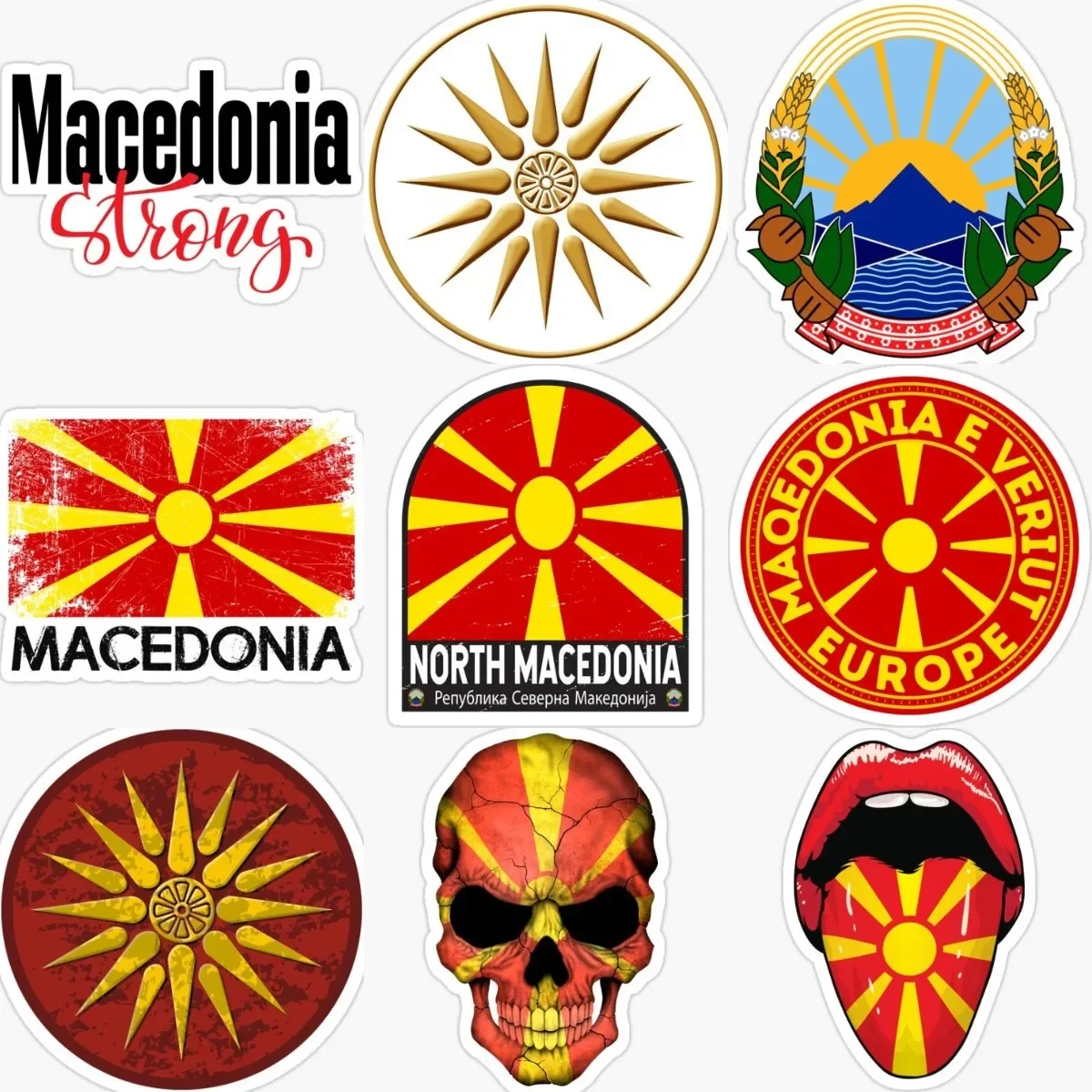 

Macedonian MK Flag Map Sun Sticker Bicycle Vinyl Laptop Car Motorcycle Wall Truck Window Van Glass Helmet Racing Room Decal