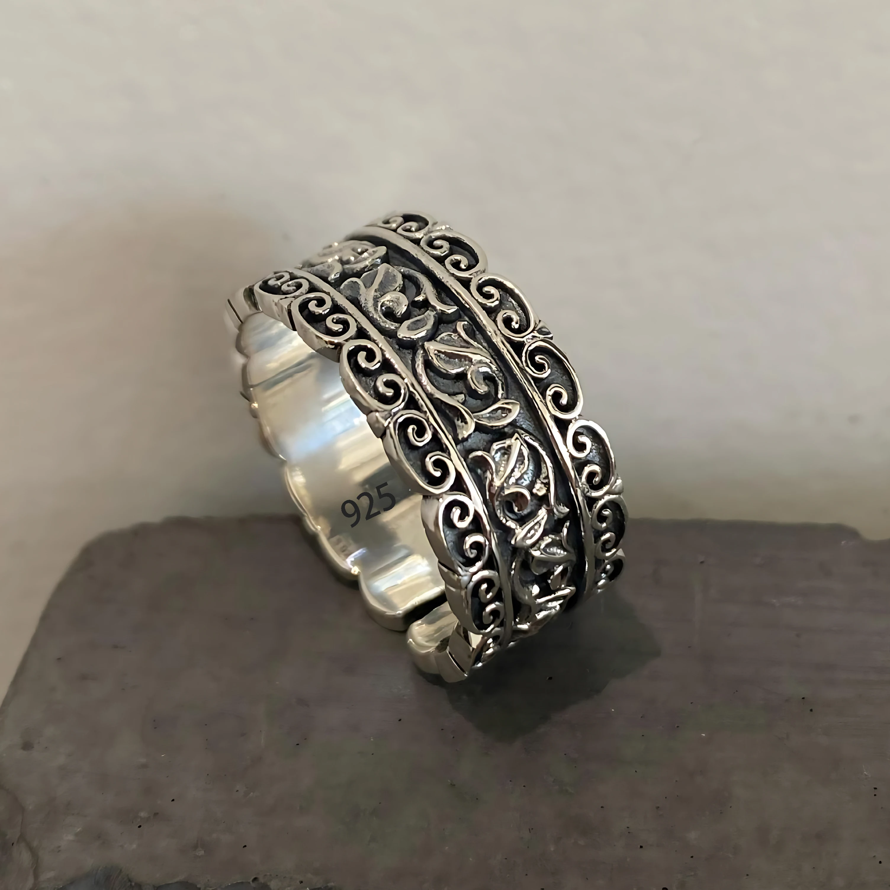 Women's 925 Sterling Silver Minimalist Adjustable Ring, Handmade