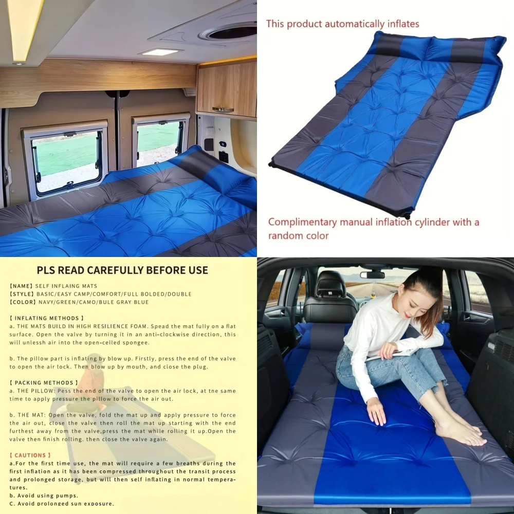 

MattressesComfortable Car Camping Inflatable Bed for Road Trips Blue Travel Mattress