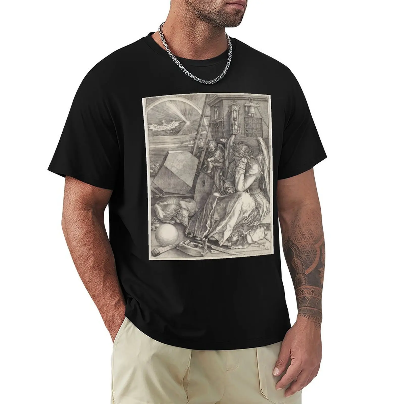 Melencolia I by Albrecht Dürer (1514) T-Shirt Vintage Print Crew Neck Tee