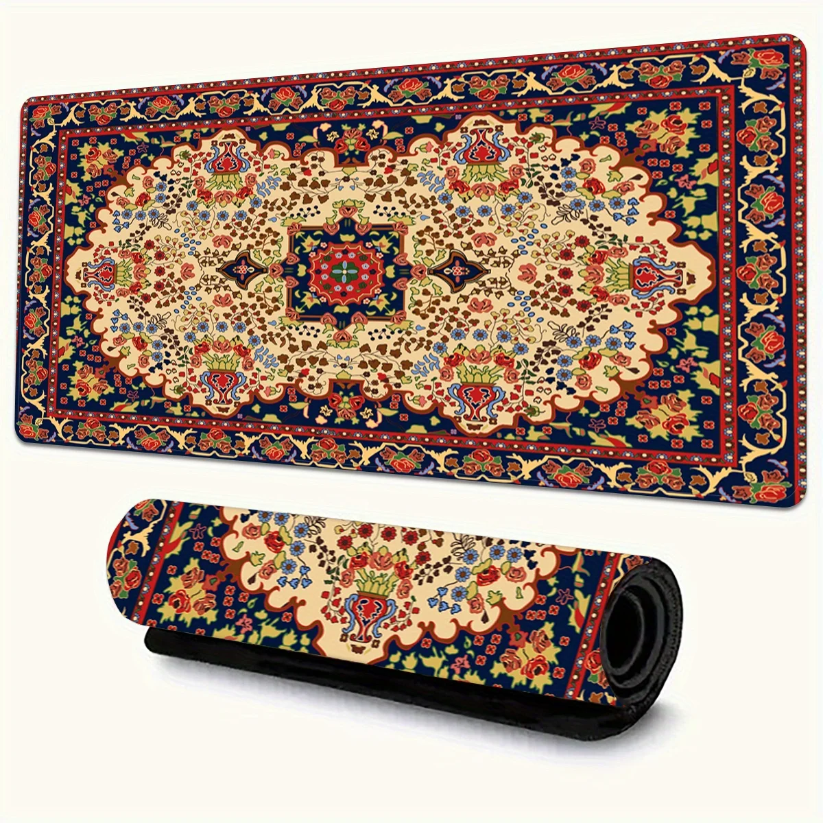 

Retro ethnic style red patterned mouse pad, computer game accessory, rubber anti-slip, washable, high quality