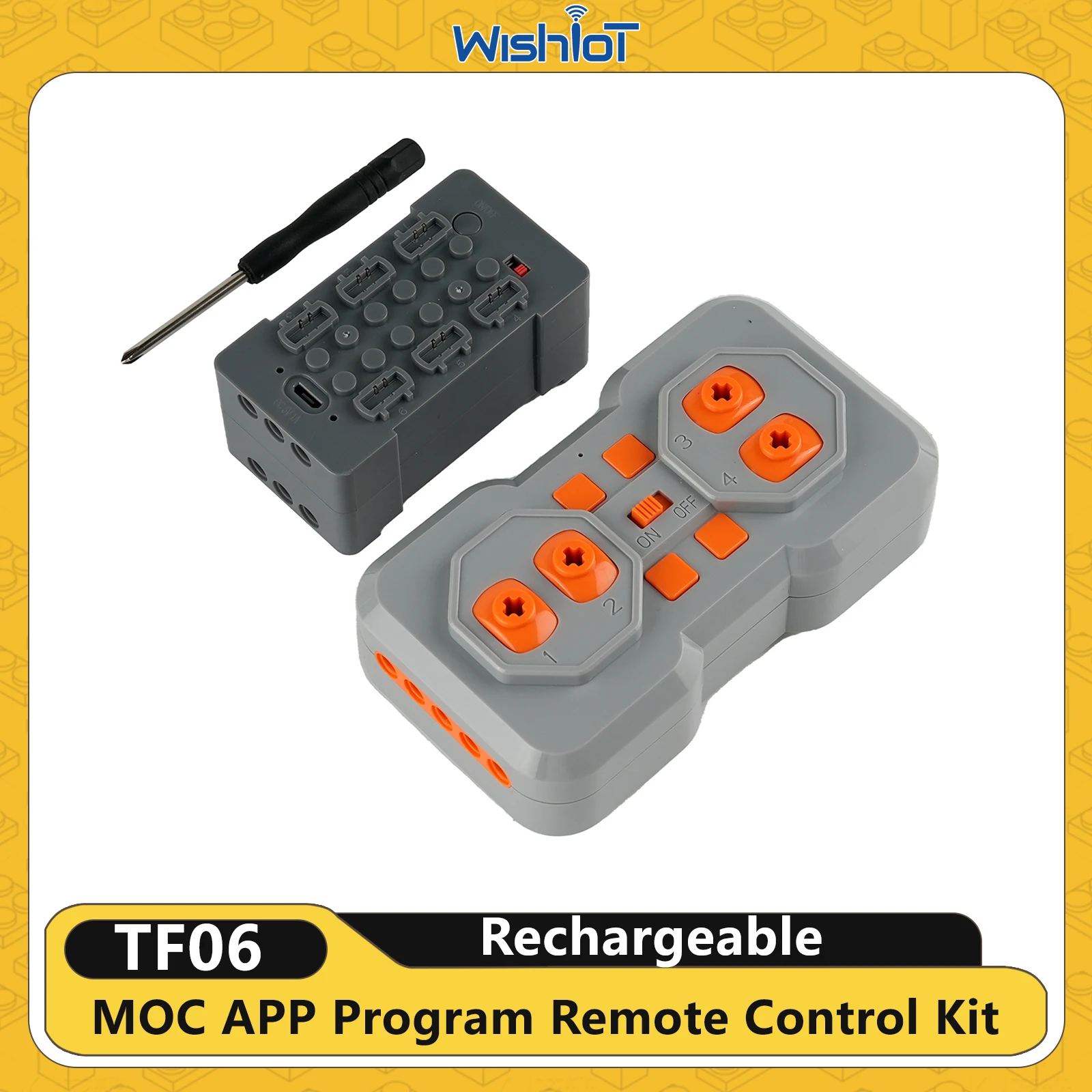 TF06 MOC Rechargeable Remote Control Kit 6 Power Output Support APP Program for Building Blocks Power Functions Kids Toys Gifts