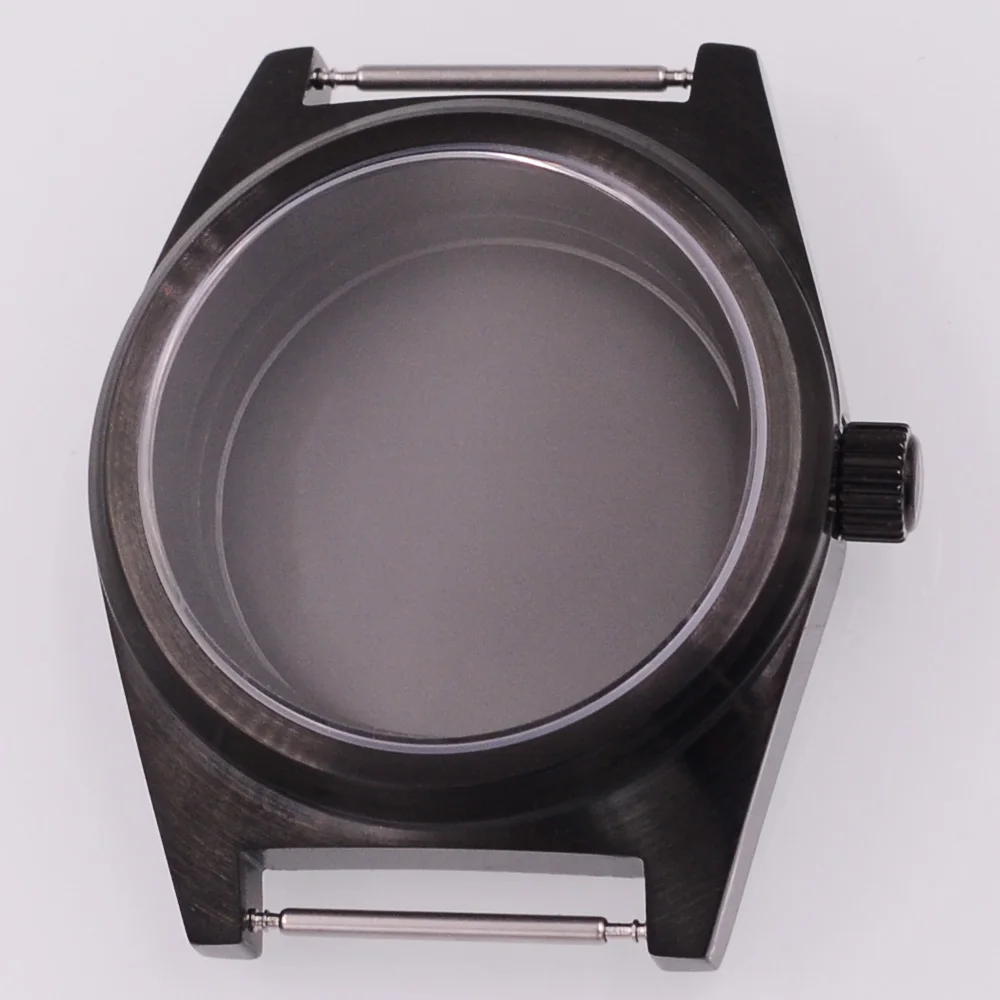 38mm Sapphire Glass Watch Case FIT NH35 NH36 PT5000 ETA2824 ST2130 Movement Black Case