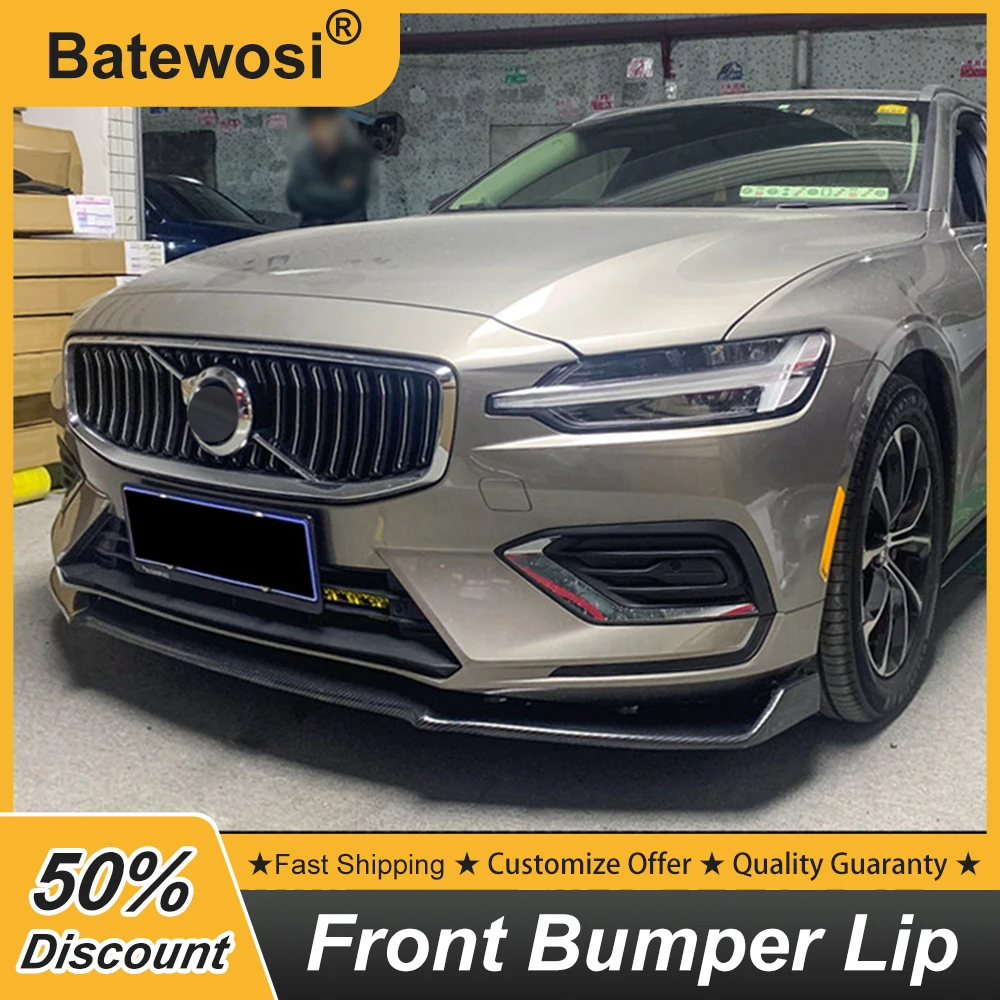 

For Volvo S60 V60 2020 21 22 23 24 25 Front Bumper Lip Chin Splitter Lower Diffuser Matt Black Carbon Color 3Pcs/Set Accessories
