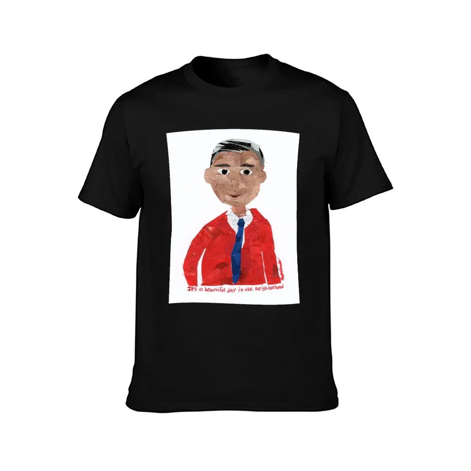Mr. Rogers Mosaic T-Shirt, Summer Casual Cotton Tee, Oversized Streetwear Tops, Vintage Graphic Print, Loose Fit Short Sleeve