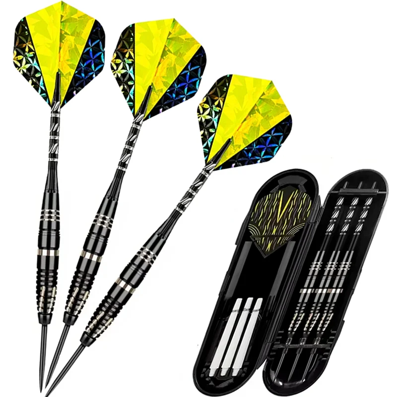

3pcs Darts Metal Tip Set Steel Tip Darts Set 24g Professional Brass Barrels Darts for Dartboard +3pcs Extra Dart Flights